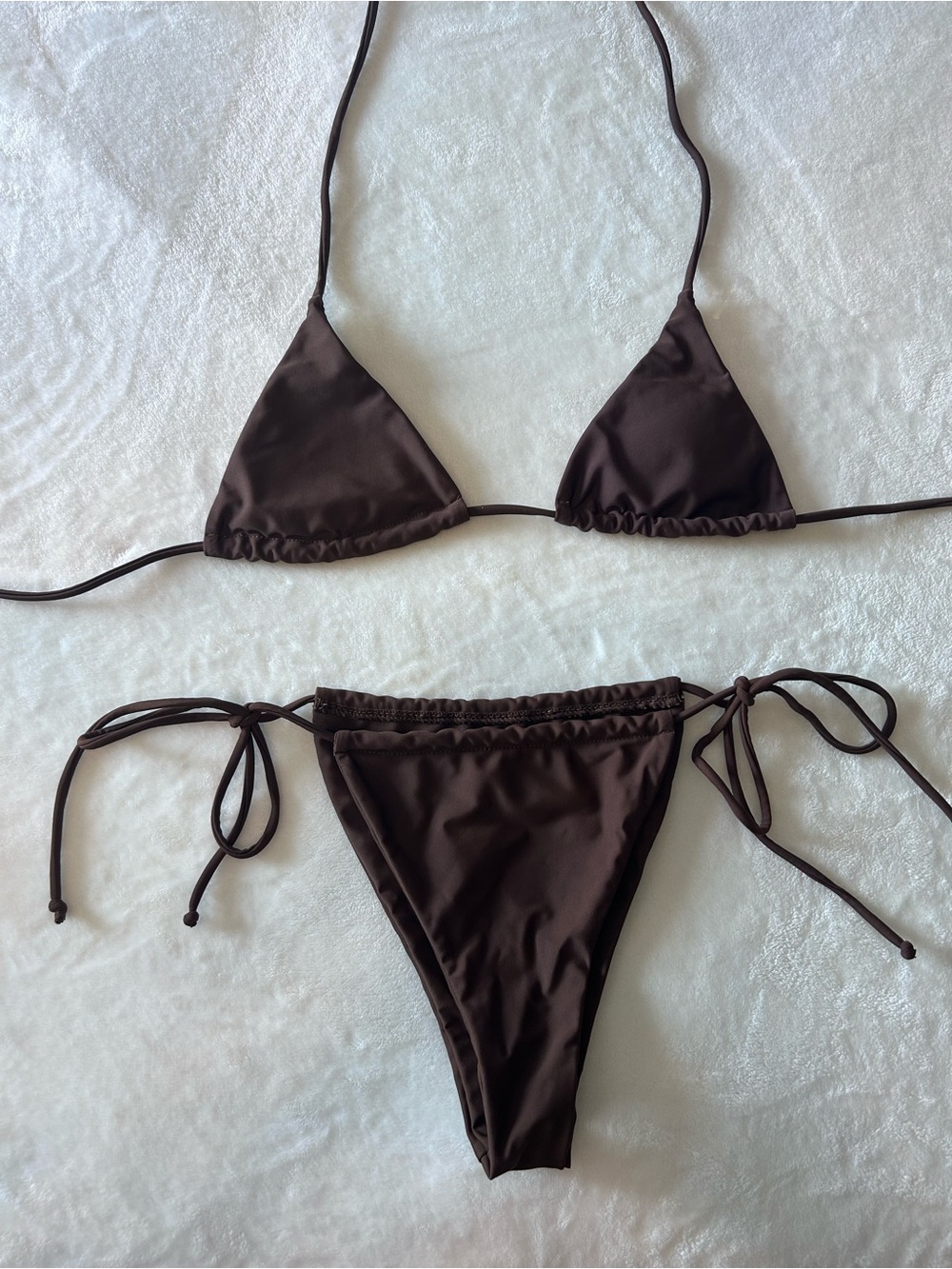 Zaful Chocolate Brown String Triangle Bikini